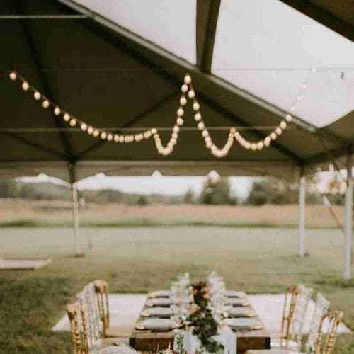 bistro lights package for wedding tent rentals