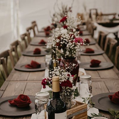 beautiful wood rustic package for decor in the rental tent for weddings near me